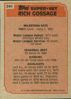 Rich Gossage  baseball card collectible - Main Image 2
