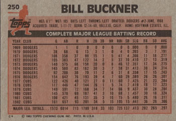 Bill Buckner  baseball card collectible - Main Image 2