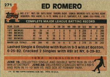 Ed Romero  baseball card collectible - Main Image 2