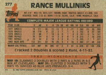 Rance Mulliniks  baseball card collectible - Main Image 2