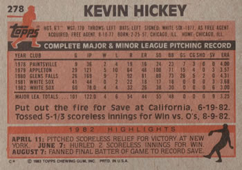 Kevin Hickey  baseball card collectible - Main Image 2