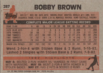 Bobby Brown  baseball card collectible - Main Image 2