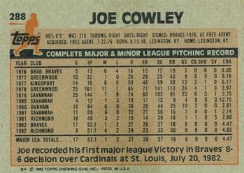 Joe Cowley  baseball card collectible - Main Image 2