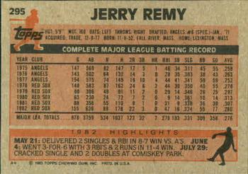 Jerry Remy  baseball card collectible - Main Image 2