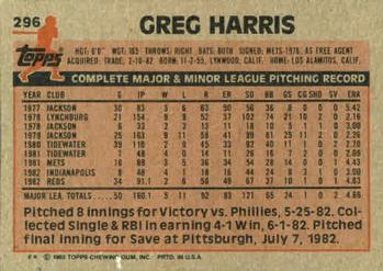 Greg Harris  baseball card collectible - Main Image 2