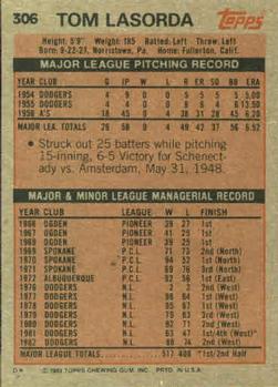 Tom Lasorda  baseball card collectible - Main Image 2