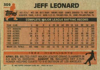 Jeff Leonard  baseball card collectible - Main Image 2