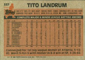 Tito Landrum  baseball card collectible - Main Image 2