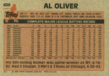 Al Oliver  baseball card collectible - Main Image 2