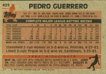 Pedro Guerrero  baseball card collectible - Main Image 2