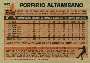 Porfirio Altamirano  baseball card collectible - Main Image 2