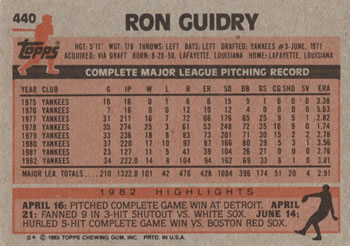 Ron Guidry  baseball card collectible - Main Image 2