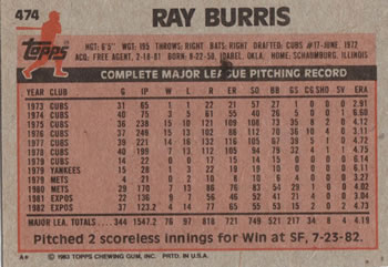 Ray Burris  baseball card collectible - Main Image 2