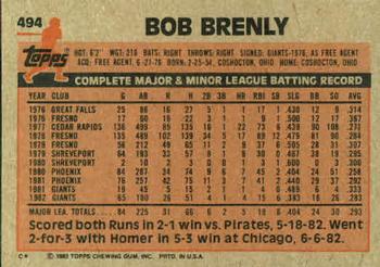 Bob Brenly  baseball card collectible - Main Image 2