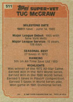 Tug McGraw  baseball card collectible - Main Image 2