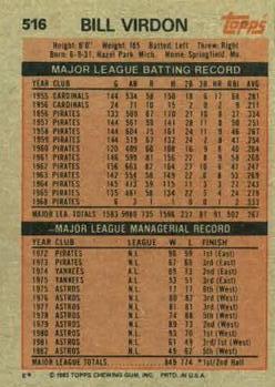 Bill Virdon  baseball card collectible - Main Image 2