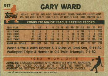 Gary Ward  baseball card collectible - Main Image 2