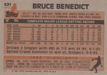 Bruce Benedict  baseball card collectible - Main Image 2