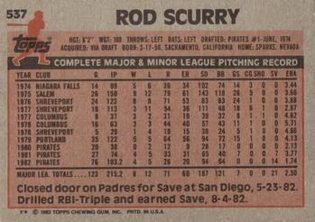 Rod Scurry  baseball card collectible - Main Image 2