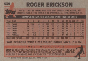 Roger Erickson  baseball card collectible - Main Image 2