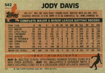 Jody Davis  baseball card collectible - Main Image 2