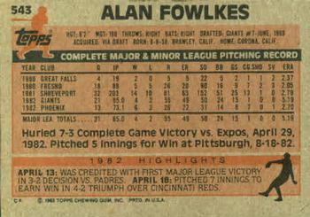 Alan Fowlkes  baseball card collectible - Main Image 2