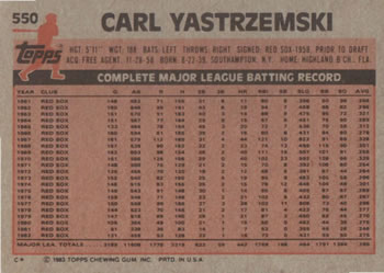 Carl Yastrzemski  baseball card collectible - Main Image 2