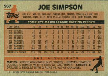 Joe Simpson  baseball card collectible - Main Image 2