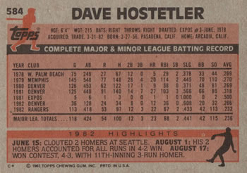 Dave Hostetler  baseball card collectible - Main Image 2
