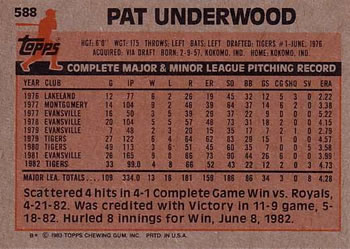 Pat Underwood  baseball card collectible - Main Image 2