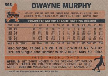 Dwayne Murphy  baseball card collectible - Main Image 2