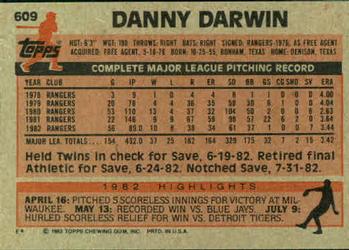 Danny Darwin  baseball card collectible - Main Image 2
