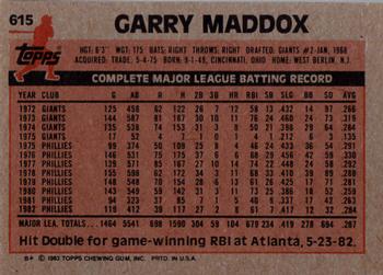 Garry Maddox  baseball card collectible - Main Image 2