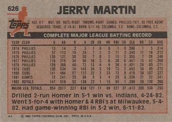 Jerry Martin  baseball card collectible - Main Image 2