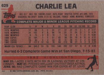 Charlie Lea  baseball card collectible - Main Image 2