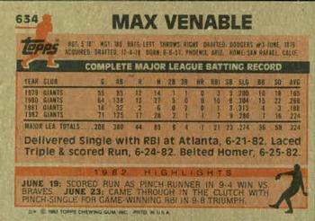 Max Venable  baseball card collectible - Main Image 2