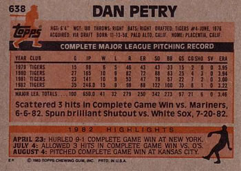 Dan Petry  baseball card collectible - Main Image 2