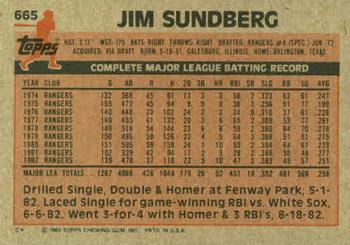 Jim Sundberg  baseball card collectible - Main Image 2