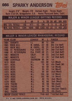 Sparky Anderson  baseball card collectible - Main Image 2