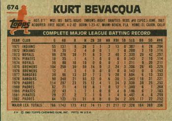 Kurt Bevacqua  baseball card collectible - Main Image 2