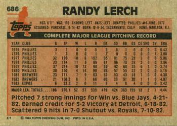 Randy Lerch  baseball card collectible - Main Image 2