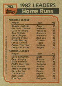 1982 Home Run Leaders (Reggie Jackson / Gorman Thomas / Dave Kingman)  baseball card collectible - Main Image 2