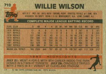 Willie Wilson  baseball card collectible - Main Image 2