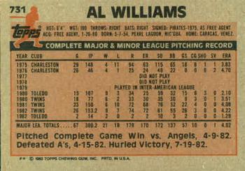 Al Williams  baseball card collectible - Main Image 2