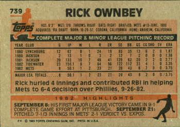 Rick Ownbey  baseball card collectible - Main Image 2