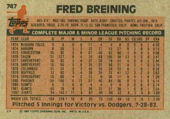 Fred Breining  baseball card collectible - Main Image 2