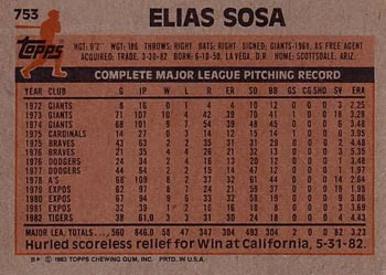 Elias Sosa  baseball card collectible - Main Image 2