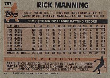 Rick Manning  baseball card collectible - Main Image 2