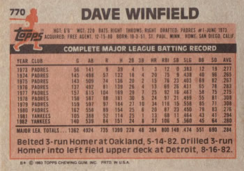 Dave Winfield  baseball card collectible - Main Image 2
