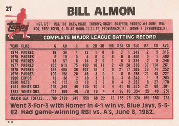 Bill Almon  baseball card collectible - Main Image 2